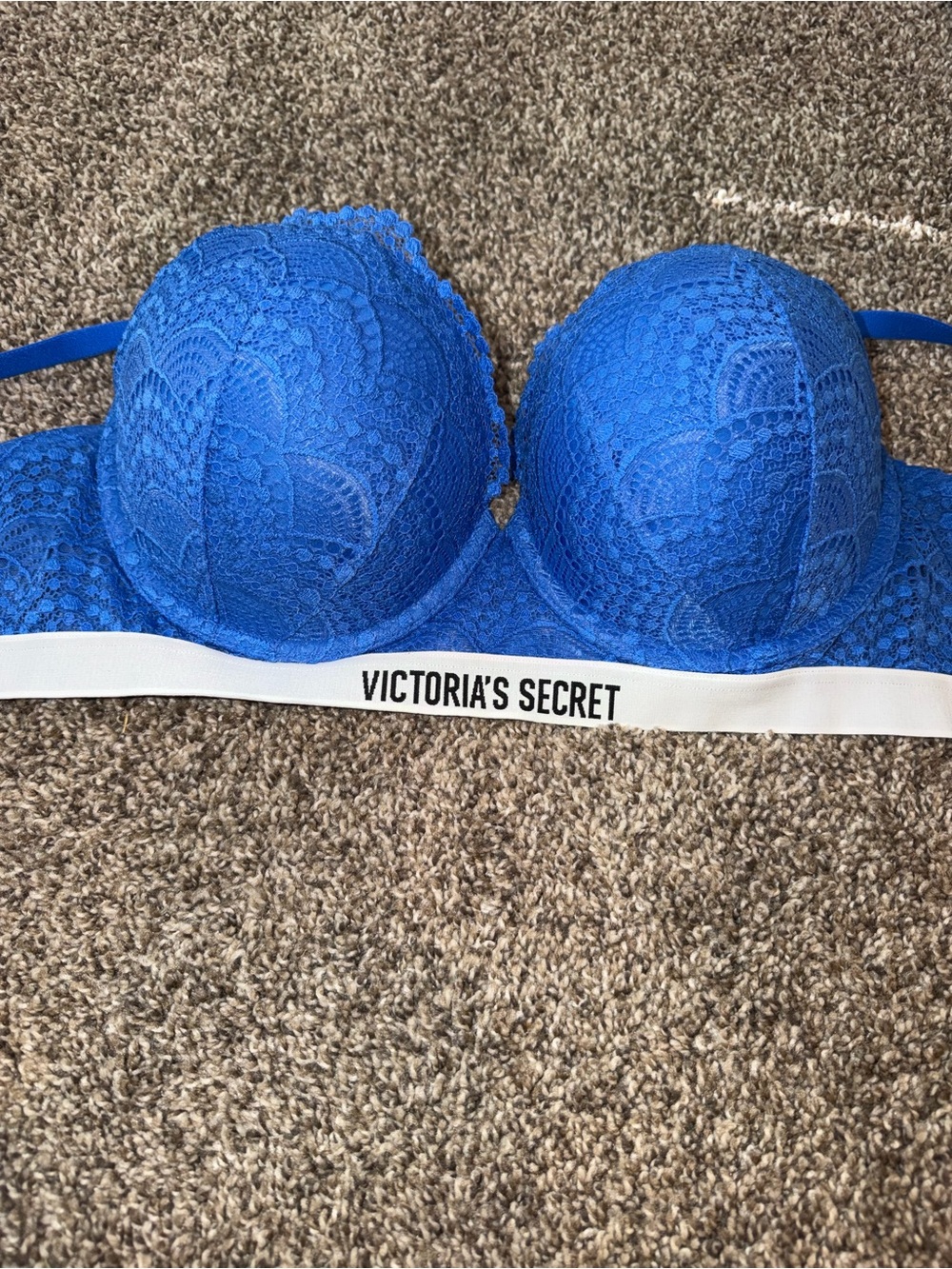 Victoria’s Secret Perfect Shape Lace Lined Underwire T-Shirt Bra 38C Blue